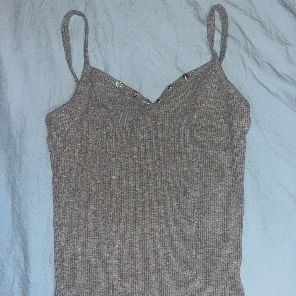 Gray Ribbed Tank Top